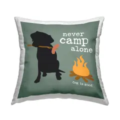Never Camp Alone Dog Outdoor Printed Pillow Design by Dog Is Good, 18 x 7 x 18