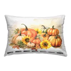 Pumpkin & Sunflower Bundle Outdoor Printed Pillow Design by Nicole DeCamp, 14 x 7 x 20