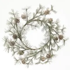 Vintage Glitter Birchcone Pine Wreath 14"