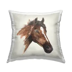 Detailed Brown Horse Decorative Printed Throw Pillow Design by Filippo Ioco, 18 x 7 x 18