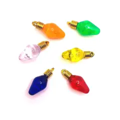 Rainbow Mix Christmas Lightbulb 3D Acrylic Charms, 12x30mm