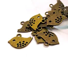 Small Bronze Bird Charms, 12x16mm