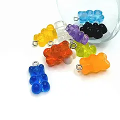 Mix Color Gummy Bear Resin 3D Charms with eye screw, 20x12mm