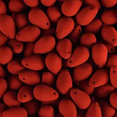 John Bead 114pcs 6x9mm Czech Glass White Alabaster Velvet Drop Bead Strands Red Coral