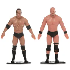 FleXfigs: The Rock & Stone Cold Steve Austin - 2 Character Pack - Articulated Action Figures, Flex It - Pose It!, Collectible Toy Miniatures, Kids 3+