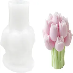 Tulips Candle Mold for Candle Making, 3D Silicone Mold