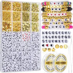 Letter Beads Kit - Alphabet Beads for Friendship Bracelets, Gold Beads Included, Bracelet Making Kit