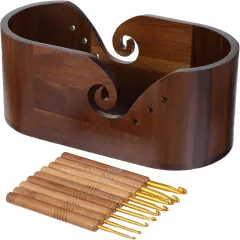 Large Oval Crochet Yarn Bowl, Wooden Storage Yarn Bowls for Crocheting