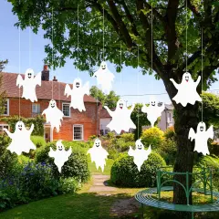 12 Pcs Hanging Ghosts Halloween Decoration - 3 Different Sizes