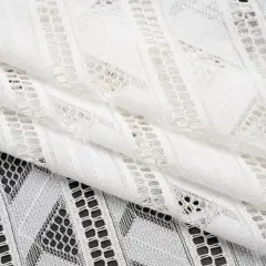 1 Yard Ivory Corded Lace Fabric Geometric Striped Sheer Elegant Design 52 inch Width