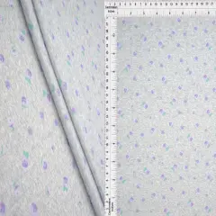 1 Yard Cotton Style Pointelle Ditsy Digital Print Fabric, 220 GSM Polyester Spandex 58/60" Width HT.GREY/VIOLET