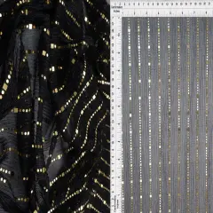 1 Yard Polyester Metallic 55 GSM Pleat Trans Fabric Sheer Soft 56/57" Width BLACK