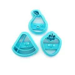 Kawaii Fruit Clay Cutters, 3 pc, Watermelon Strawberry & Pear, Adorabilities