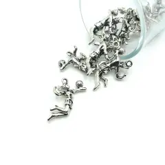 Silver Volleyball Girl 3D Charms, 20x27mm