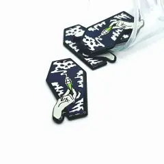 Purple Coffin with Poison Vial Charms, 42x24.5mm