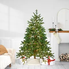 Northlight Real Touch&trade;️ Pre-Lit Full Northern Pine Artificial Christmas Tree - 6.5' - Clear LED Lights Green