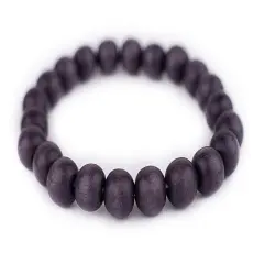 The Bead Chest Wood Stretch Bracelet, Dark Grey - Stackable Beaded Jewelry, Unisex for Men & Women