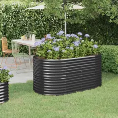 vidaXL Garden Raised Bed Powder-coated Steel 59.8"x31.5"x26.8" Anthracite