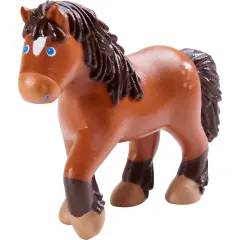 HABA Little Friends Brown Horse - 4.5" Chunky Plastic Draft Horse Toy Figure Multicolor