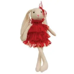 Valentine Bunny Girl with Red Tulle Dress and Bow for Date Night Decor