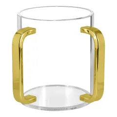 Lucite Wash Cup with Mirrored Gold Handles