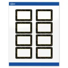 Avery Printable Rectangle Labels with Sure Feed Technology, Pre-Printed Black Border with Gold Pattern, Glossy White, 2" x 3", Laser & Inkjet Compatible, 80 Total