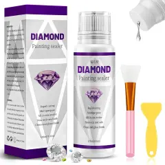 Diamond Painting Sealer 120ML,Diamond Art Accessories Tools, Diamond Art Glue with Silicone Brush,Permanent Hold & Shine Effect Conserver for Diamond Paintings and Puzzles(4OZ)