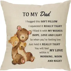to My Dad Throw Pillow Cover Gift,Funny Father's Day Daddy papa Pillow Cover for Birthday Christmas Father Gift from Daughter from Son Cushion Cover 18"x 18"