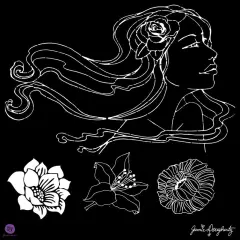 Prima Prima Bloom Stencil, 12"x12", Gardenia 655350980252