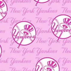 Licensed MLB New York Yankees Breast Cancer Pink Cotton 60399-B Fabric by the Yard