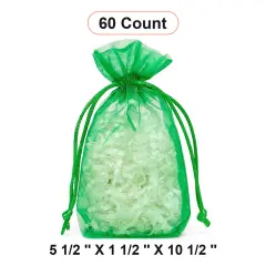 Flat Bottom Organza Bags 5 1/2 '' X 1 1/2 '' X 10 1/2 '' for Premium Gift Bags Emerald
