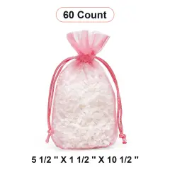 Flat Bottom Organza Bags 5 1/2 '' X 1 1/2 '' X 10 1/2 '' for Deluxe Packaging Rose
