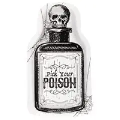 Sketchy Skull "Pick Your Poison" Bottle-Shaped 9.5" Plates