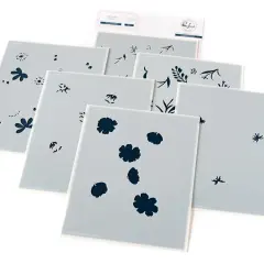 Pinkfresh Studio Stencils 4.25"X5.25" 6/Pkg-Breezy Blossoms