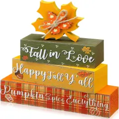 4 Pcs Fall Decorations Autumn Wooden Sign Maple Leaves