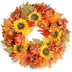 Pumpkin and Sunflowers Harvest Wreaths - Orange