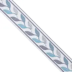 Designer&rsquo;s Shop JL 767 Blue & Gray Leaf Woven Jacquard Trim &ndash; 1-7/16&rdquo; x 5 Yards
