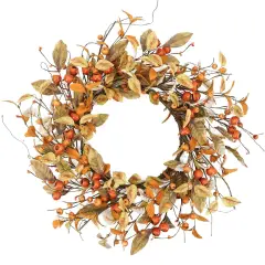 Fall Wreath with Eucalyptus Leaves and Berries