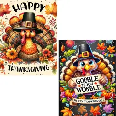 12x16inch - 2 Pack Thanksgiving Turkey Diamond Painting Kits for Adults