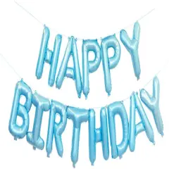 Blue Happy Birthday Balloons,16 Inch Foil Letter Balloons Banner-Blue Birthday Letter Balloons Banner