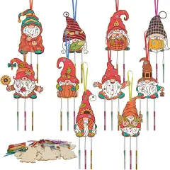 10 Pack Fall Craft for Kids Coloring Wooden Wind Chime