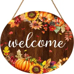 Fall Pumpkin Sunflower Front Door Welcome Hanger