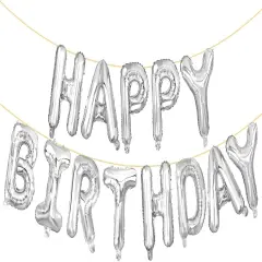 Happy Birthday Balloon Letters - (Silver)