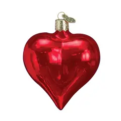 Old World Christmas 3.0 Inch Large Shiny Heart Valentine Tree Ornament , Ornament Valentines Love Red