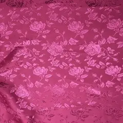 1 Yard Fuchsia Jacquard Satin Reversible Fabric for Curtains Overlays Tablecloths 58/60 inches Wide