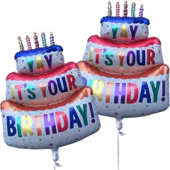 Foil Inflated Mylar Balloons - Birthday Cake