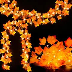 2 Pack Lighted Fall Garland - 16.4ft 40 LED