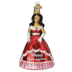 Old World Christmas 4.75 In La Quincea&ntilde;era Christmas Tree Ornament , Latin Mexican Red