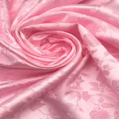 1 Yard Pink Jacquard Satin Reversible Fabric for Tablecloth Curtains Garments 58/60 Inches Width