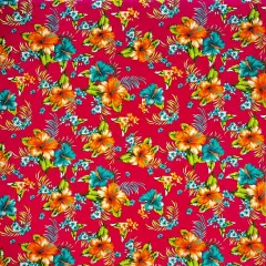 1 Yard Hibiscus Palm Leaves Cotton Fabric 36" Lx 45" W Fuchsia